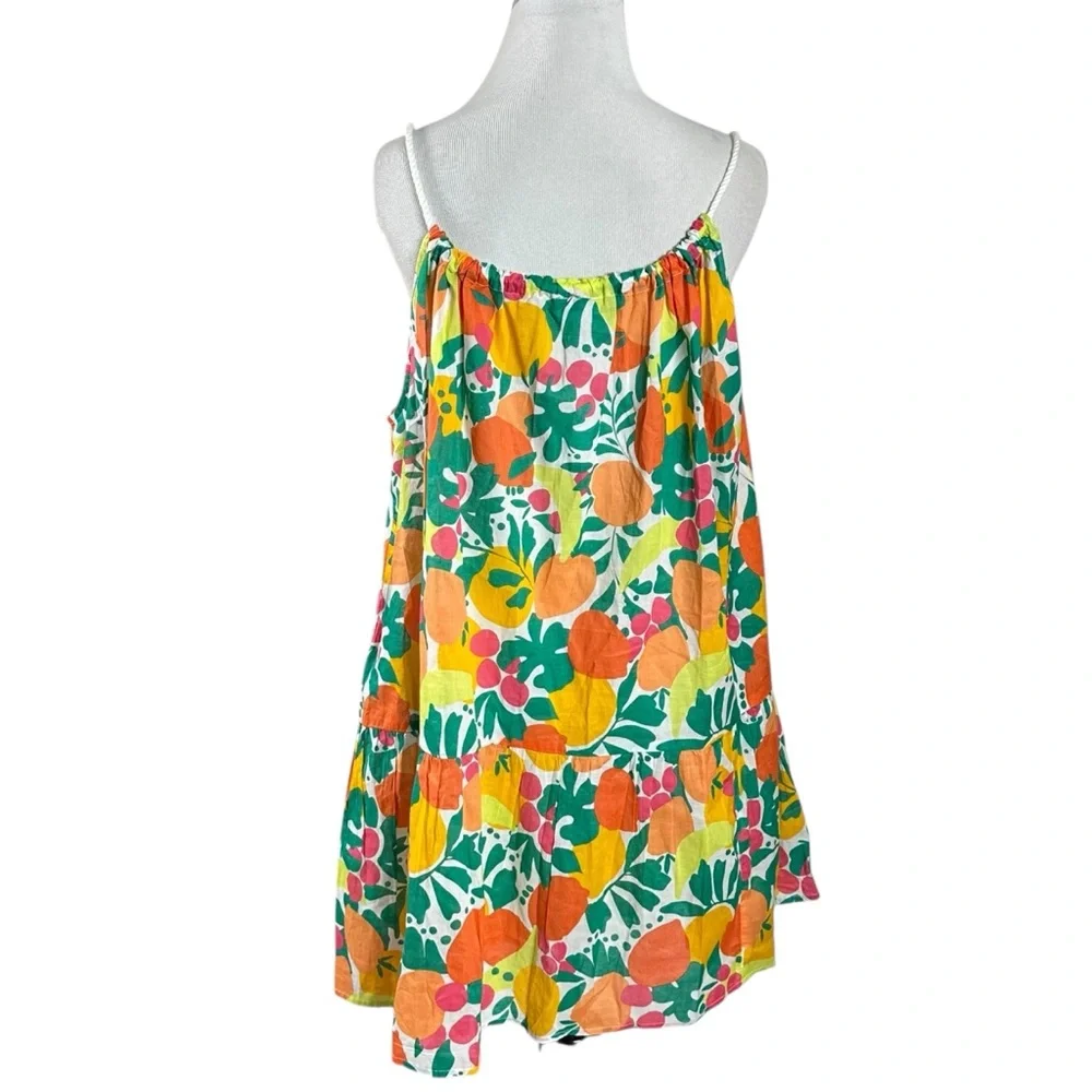 J.Crew Rope Tie Mini Cover Up Mini Dress Rainbow Fruit Size XL NWT Swim Summer